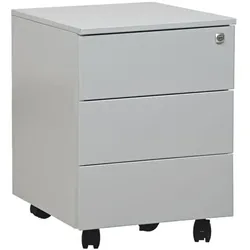 Gürkan Stahl-Rollcontainer mit 3 Schüben grau, 39x55x59 cm
