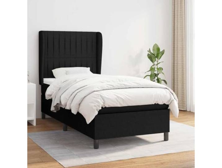 RJPLMFV Lattenrost, Matratze, Schwarz, 80 x 200 cm, langlebiger Stoff Verstellbarer Kopf, Taschenfedern, mittlere Festigkeit, Matratzenschoner inklusive