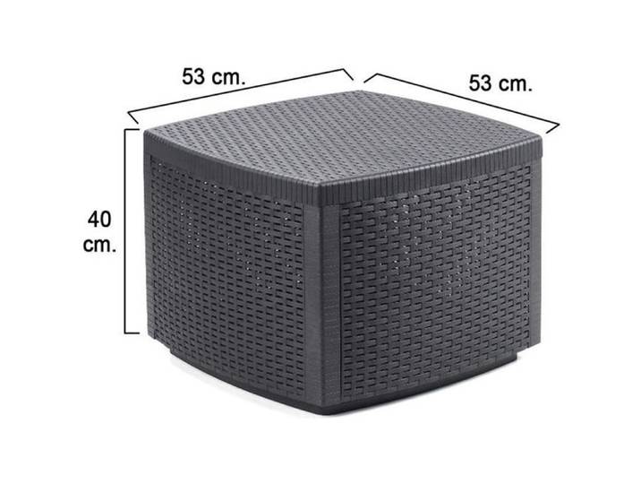 Table coffre de jardin - Effet rotin - 53 x 53 x 40 cm