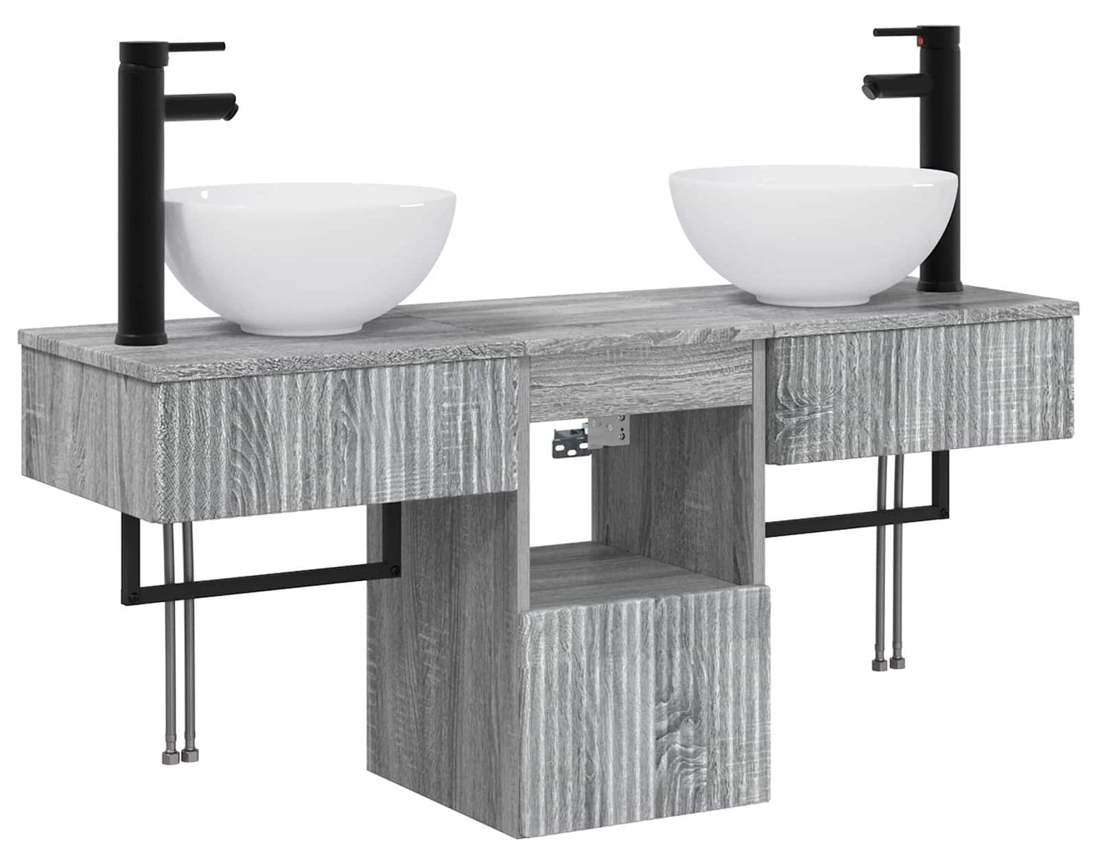 vidaXL Badkamer meubelset van 3 stuks, grijs Sonoma houtvezel