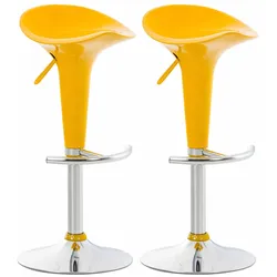 Décoshop26 - Set mit 2 gelben drehbaren Barhockern mit verstellbarer Höhe TDB10026