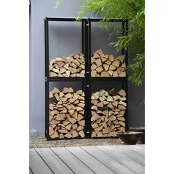Kaminholzgestell Holz Michel aus Metall, modern, pulverbeschichtet, schwarz, für Outdoor