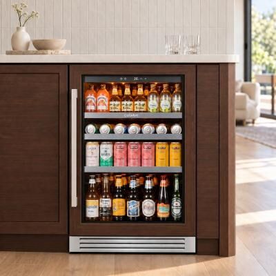 Ca'Lefort 24 Inch Panel Ready 220 Can Single Zone Beverage Refrigerator, Built-In Cooler Fridge