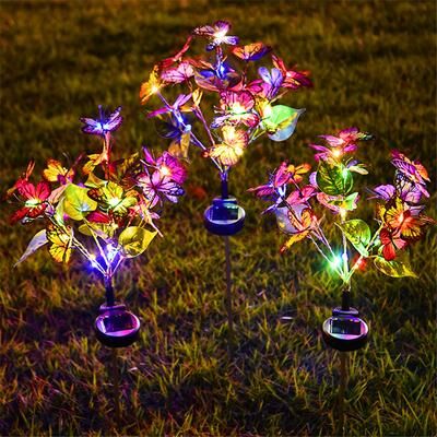 Rare Purchases Butterfly Lawn Light Ground Plug Lamp, LED Solar Garden Lights Simulation, Holiday Outdoor Wedding Christmas Decoration multi b