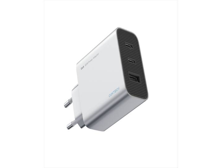 CUKTECH Chargeur rapide GaN 65 W, 3 ports (2 USB-C + 1 USB-A), prise UE, argent, A15CEU