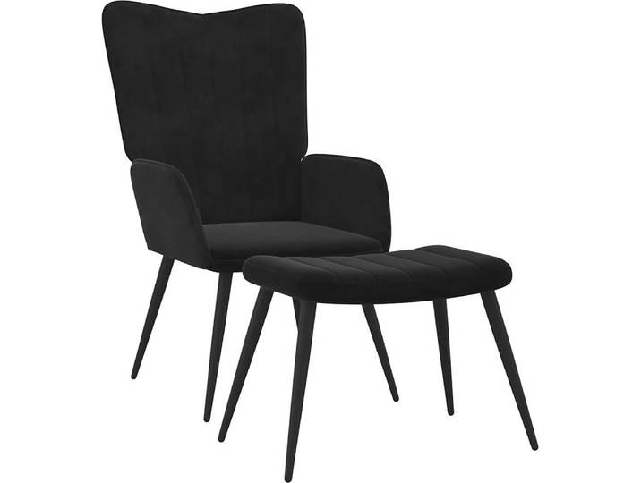 vidaXL Fauteuil relax avec pouf noir velours