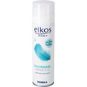 elkos Rasiergel Body, hautberuhigend, für Frauen, mit Aloe Vera und Mandelöl, für empfindliche Haut, 200 ml