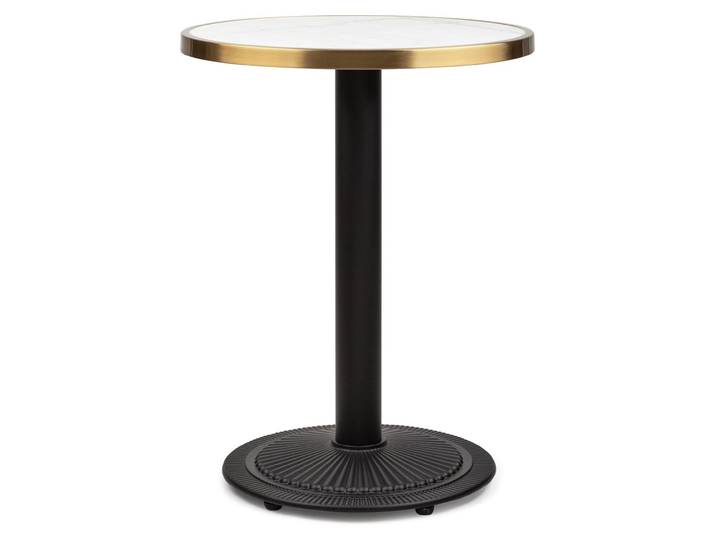 blumfeldt Patras Jewel table bistro - Table de jardin Art nouveau\, plateau marbre blanc Ø 57\,5 cm\, hauteur 75 cm\, base en fonte ronde\, noir