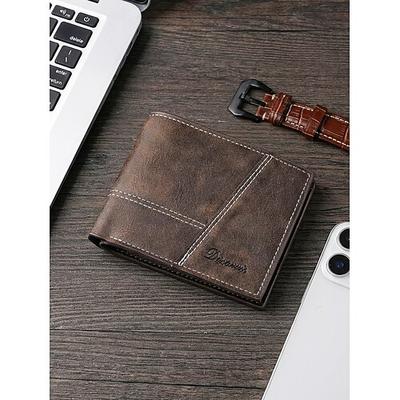 Herren-Geldbörse im Vintage-Stil aus Kunstleder, mehrere Fächer, Retro-Look im Used-Look, mehrfarbig, strapazierfähiges PU-Material, ideal für Reisen und den täglichen Gebrauch