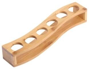 Inspired Finds Bamboo Shot Glass Holder Tray With 6 Display Slots wood crooked