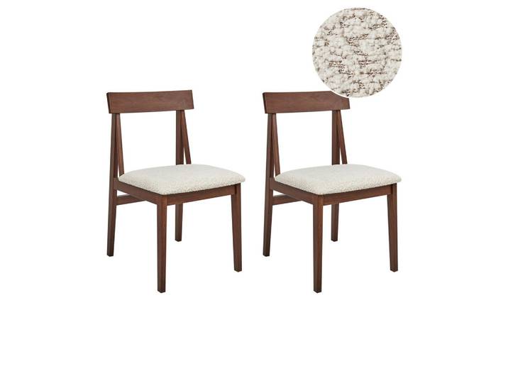 Beliani Esszimmerstuhl 2er Set Holz Braun/Beige Isle, Braun, Beige, 45x82x55 cm, Esszimmer, Stühle