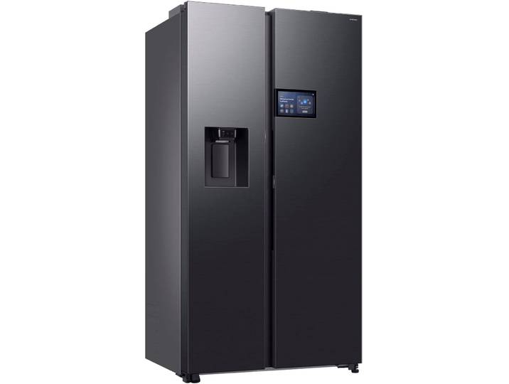 SAMSUNG Side-by-Side RS90F65EDT , Energieeffizienz: D, silber (premium schwarz steel), mit Wasser-/Eisspender, Kühlschränke, Separate Temperaturregelung für Kühl- und Gefrierbereich, Side-by-Side