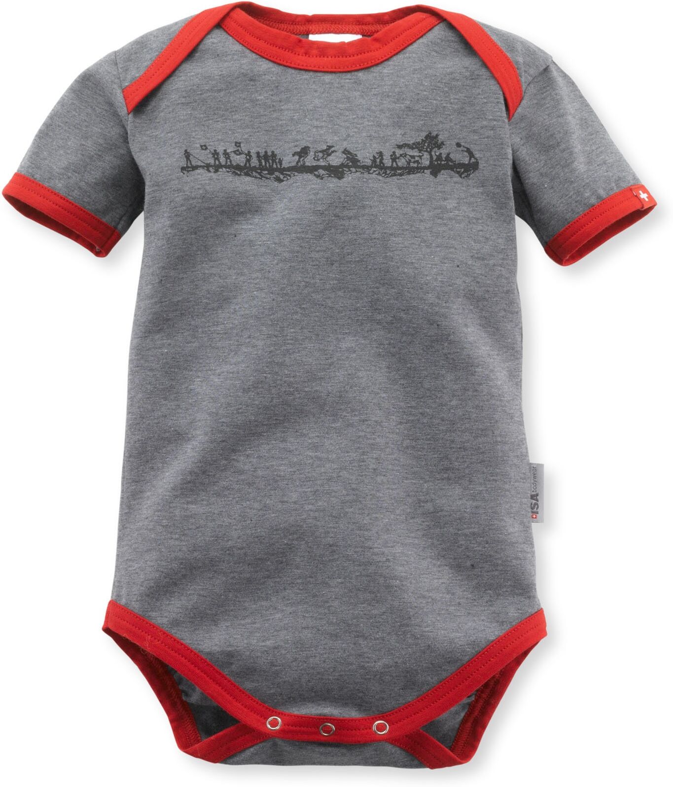 Body ISA BODYWEAR "Body kurzarm", Baby, Gr. 98, N-Gr, grau (granit), Obermaterial: 95% Baumwolle CO. 5% Elasthan EL., Bodys Body granit 98, N-Gr
