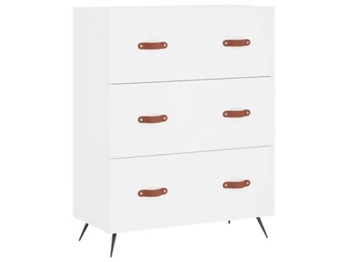 Kommode weiß 69,5x34x90cm mit 3 Schubladen, Holzwerkstoff 3 Schubladen, Ausstellfläche, Metallfüße, pflegeleicht, feuchtigkeitsbeständig, stabile Konstruktion