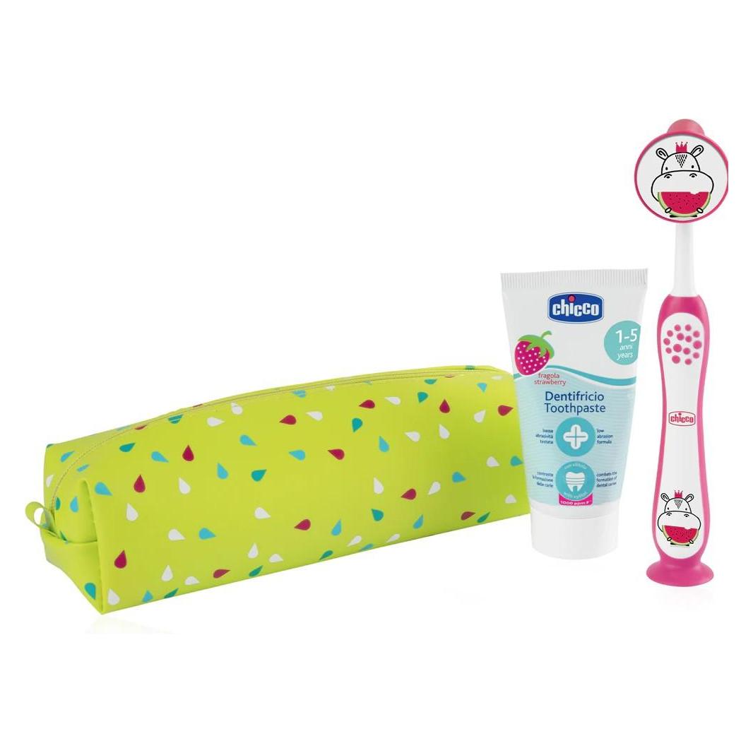 Chicco Oral Set DROPS HIPPO, mit Fluorid - 36m+ (50 ml) (00012099100000)