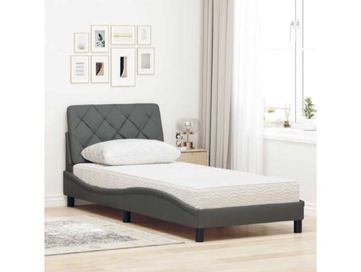 KTHLBRH Bett mit Matratze, Dunkelgrau, 80 x 200 cm Lattenrost inklusive, PU-Schaum 22D, Kissen Kopfteil, Stoff Polyester