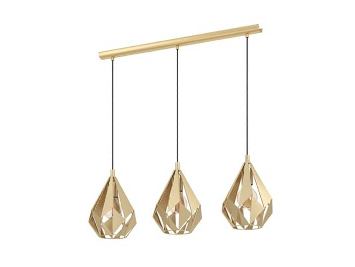 Eglo Suspension luminaire Carlton\, lustre à 3 lampes pour salon et salle à manger\, lampe de plafond suspendue au design rétro\, métal doré\, douille E27\, L 80\,5 cm