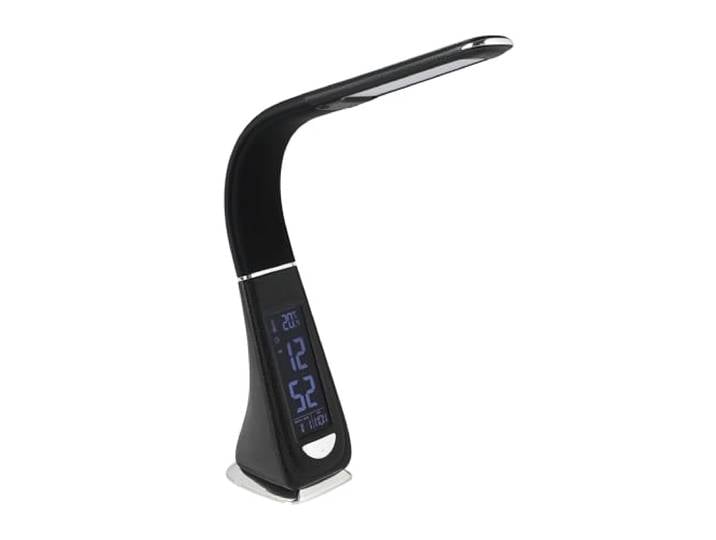 EGLO Lampe de table LED Cognoli\, lampe de bureau tactile\, lumière neutre dimmable\, écran d'information\, réveil\, lampe de bureau en plastique\, lampe de bureau noire