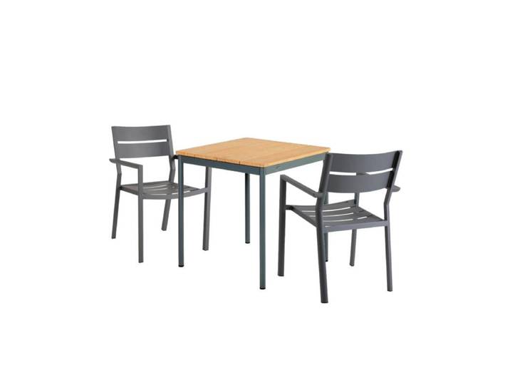 Brafab Delia/Nox Bistro Gartenmöbel-Set 3-teilig, Tischplatte Bambus 70x70 cm Trendig &amp; bunt stapelbar