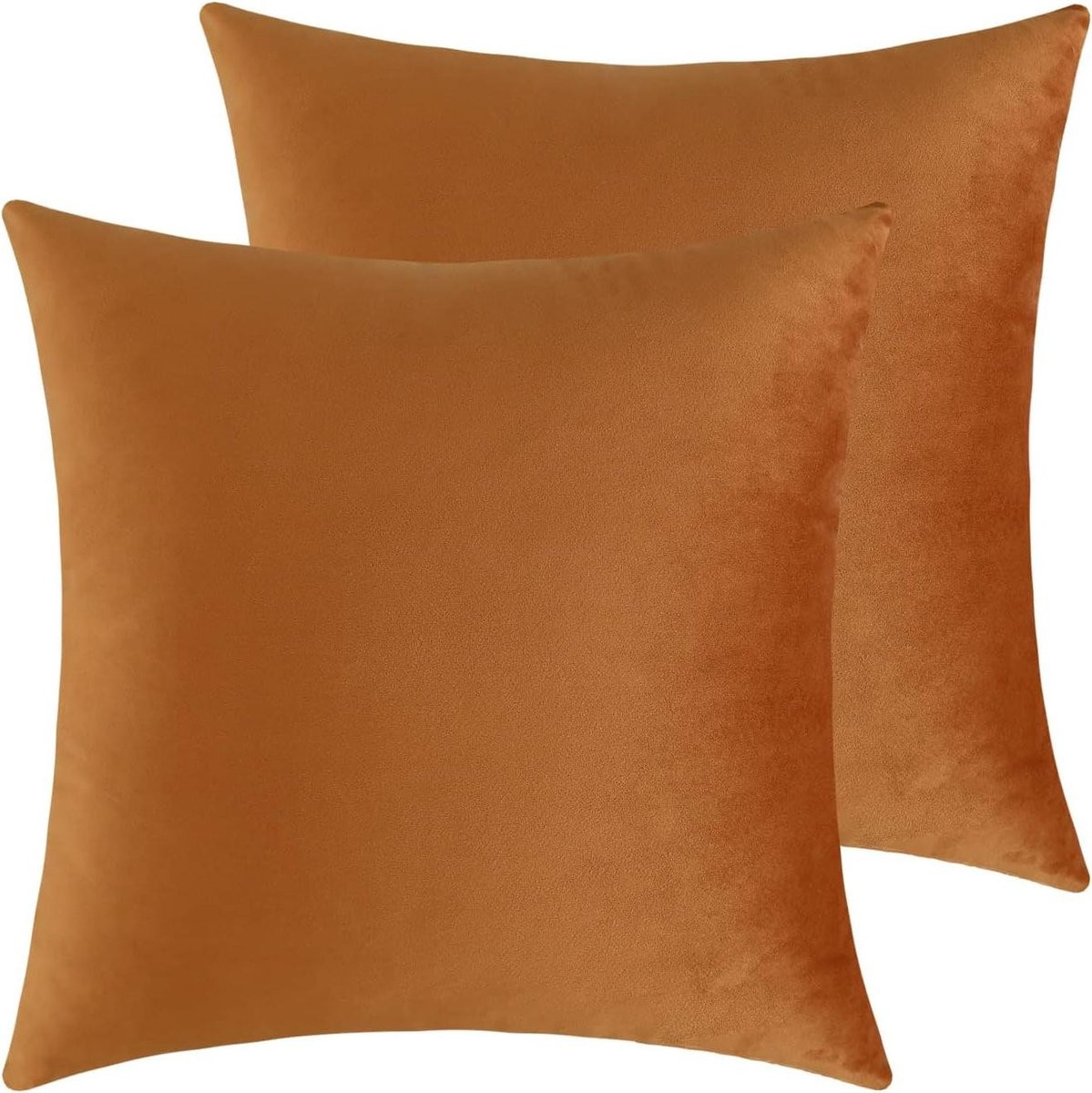 Fluwelen Sierkussenslopen - Decoratieve Kussenhoezen - Terracotta - 45 x 45 cm