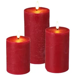 WellHome - 3er-Set rote LED-Kerzen mit Timer