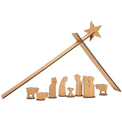 Weihnachtskrippe Simply Christmas designimdorf Eiche, furniert braun, Designer Mascha Wolfram, Johannes Lindner, 42.5x22x5 cm