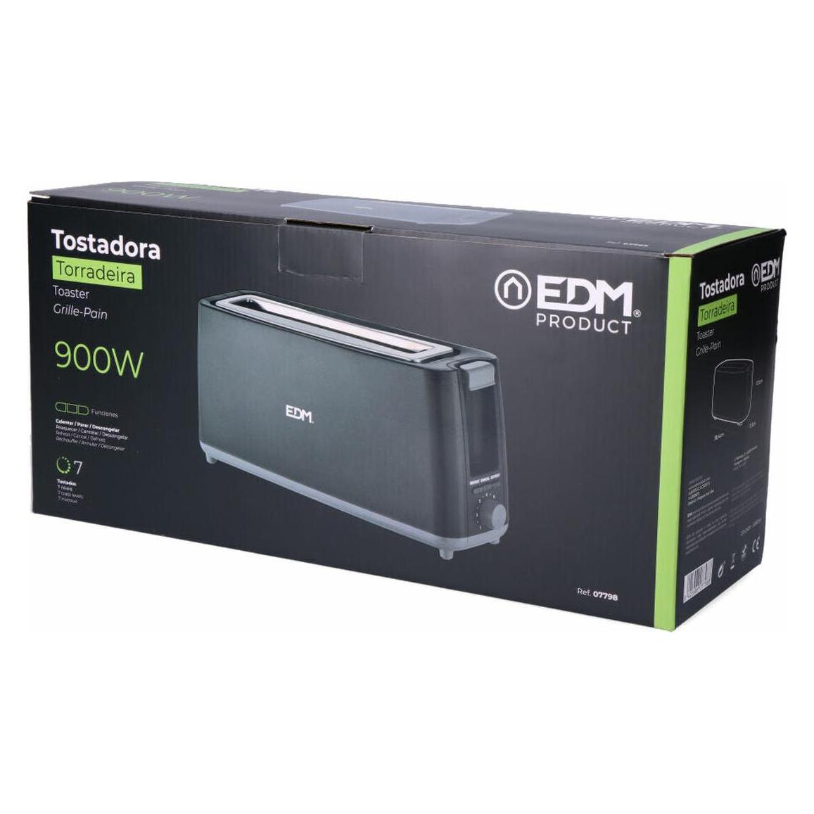 EDM Toaster 07798 Black Design 900 W Lang (45294371)