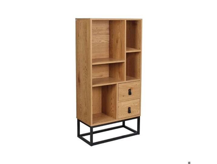 Bibliothèque - Home Deco Factory - Abbott - Bois Et Métal - Marron Et Noir