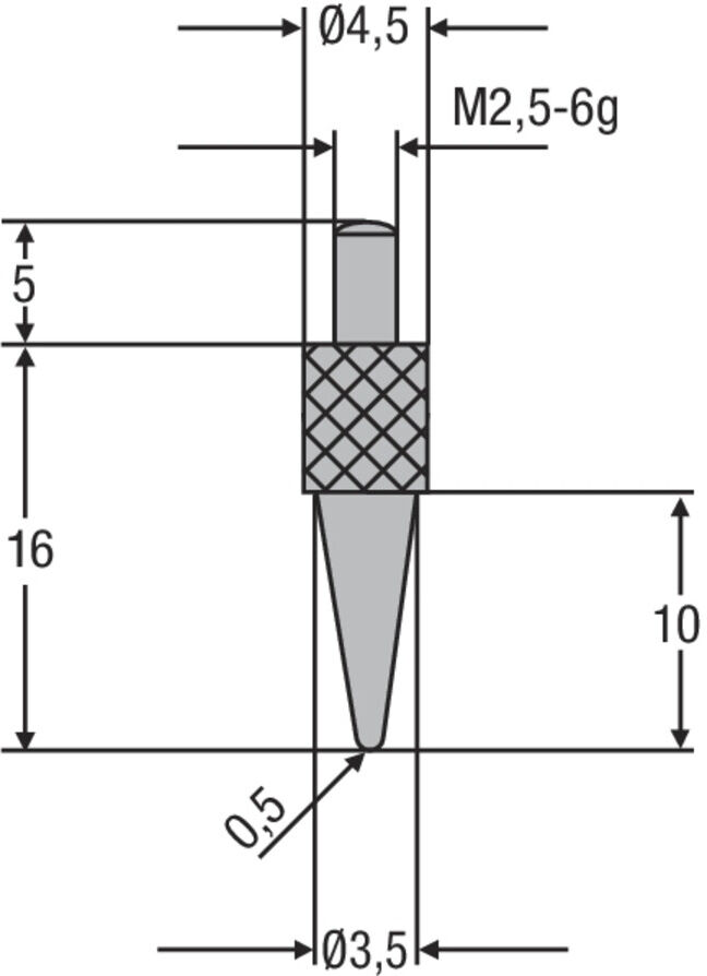 Helios-Preisser Messeinsatz M2,5mm Spitze Radius 0,5 mm (0710166)