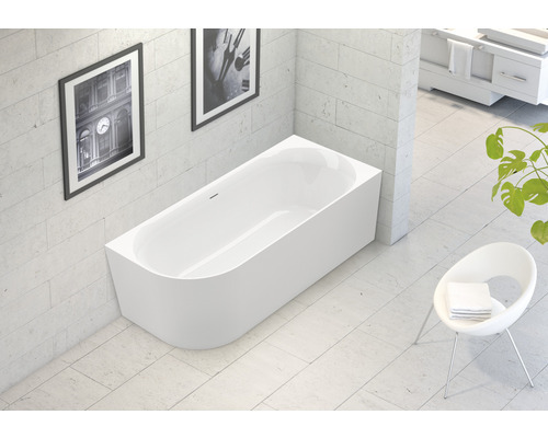 OTTOFOND Badewanne Afinar Corner 80 x 180 cm linke Ecke abgerundet weiß glänzend 703945