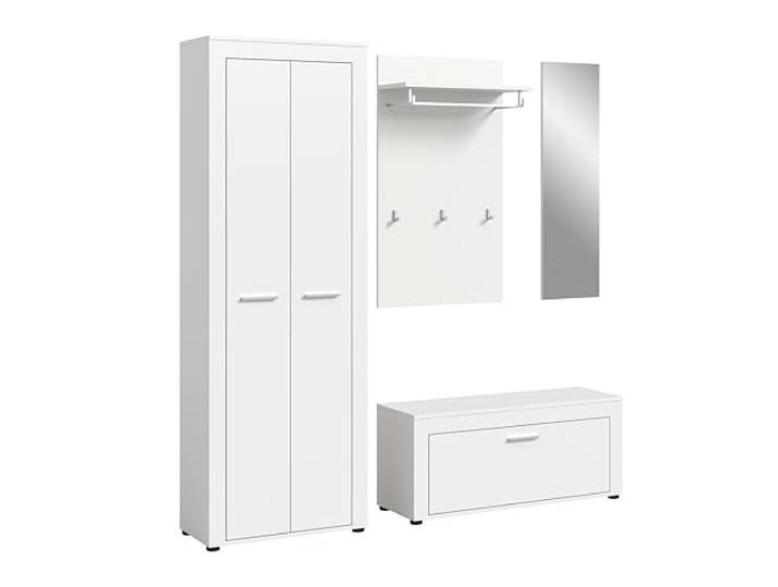 xonox.home - Garderobenkombination Jam 4-tlg. Set 184x191x35 cm in weiß - Garderobenschrank Flurmöbel Eingangsbereich Dielenmöbel - robust und langlebig schöner Blickfang