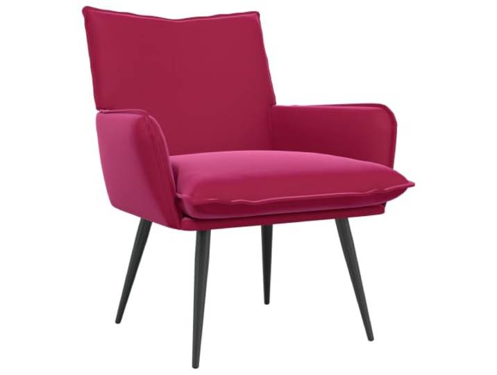 HFXHIJXQ Moderner Samtsessel Polstersessel mit Kissen Weinrot Bequemer Loungesessel mit weicher Schaumstoffpolsterung und Metallbeinen für Entspannung im Wohnzimmer und Schlafzimmer.