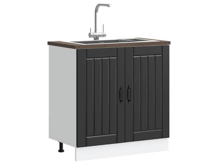 Noir Meuble bas pour évier - CLOUD - Meuble sous lavabo - Lucca noir bois d'ingénierie FR998