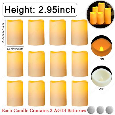 Uplifted Finds 9 To 72 Pcs Flameless LED Candles Battery Operated Flickering Lights For Wedding Concert Home Decor 3 In 7.5cm 9 Pcs
