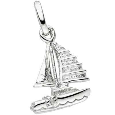 Kettenanhänger JOBO "Anhänger Segelboot 14 mm", silber (silber 925), Schmuckanhänger, Damen, Silber 925 (Sterlingsilber), Kettenanhänger, 925 Silber rhodiniert