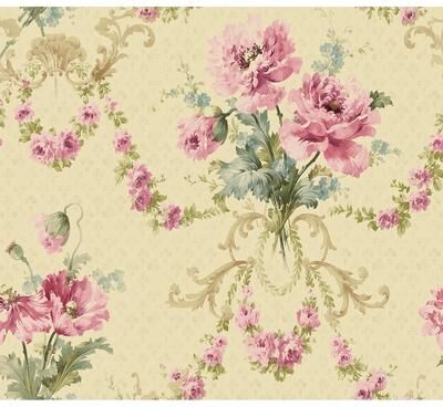 Seabrook Designs Tanvi Floral Bouquet Unpasted Wallpaper