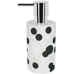 Spirella Seifenspender "Tube" | mit Edelstahlpumpe | Flüssigseifen-Spender | Porzellan | 300ml | Langliebig und Robust | Schwarz Punkte