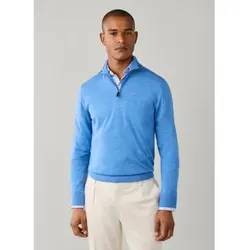 Hackett London für Herren. HM7000205 Ess Merino Hzip-Pullover mit Reißverschluss, blau (M), Lässig, Wolle, Klassisch