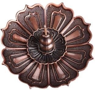 Inspired Finds Lotus Incense Burner Metal Holder For Sticks And Cones copper Red