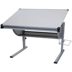 Kinder-/Jugend-Schreibtisch Schülerschreibtisch Bürotisch Preston, höhenverstellbar, neigbar ~ grau