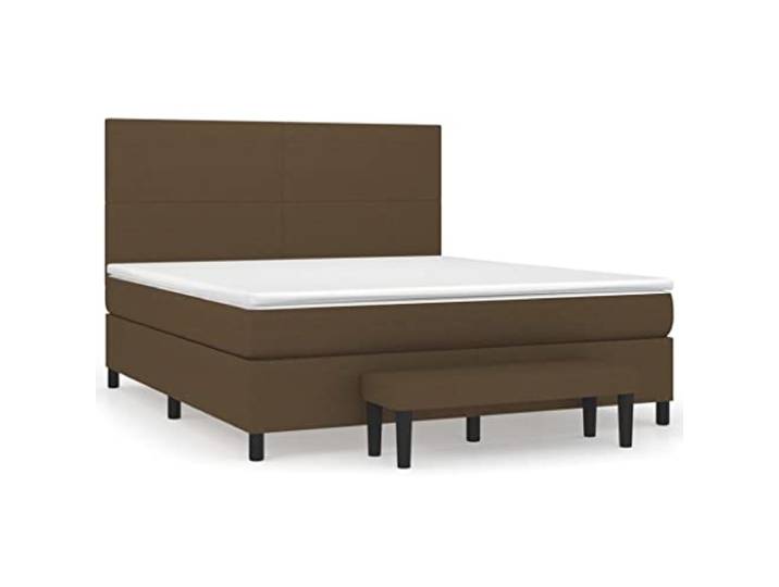 KKgypkn Boxspringbett 180x200 cm mit Matratze Dunkelbraun Stoff – höhenverstellbares Kopfteil, Taschenfederkern, mittelharte Stützkraft