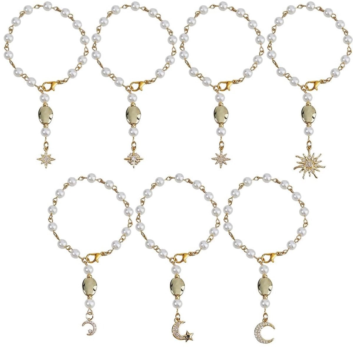 Dailygoods - Set van 7 auto-ophangdecoraties met kralen en sterren