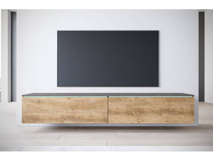 Home affaire LOWBOARD VERA, wahlweise mit oder ohne Beleuchtung Modernes griffloses TV-Board, 180 cm TV-Schrank, stehend und hängend