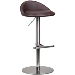 Barhocker `Donau`, höhenverstellbar, halbrunde Rückenlehne, Edelstahl, max. 110 kg Belastung. Braun, 43x43x90 cm | Kadima Design