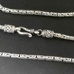 Drachensilber Königskette 3 mm runde Silberkette 925 Silber verzierter Verschluss 60cm