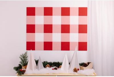 Felt Right Candy Cane Gingham Pinboard   Sound Dampening Pinnable Tiles