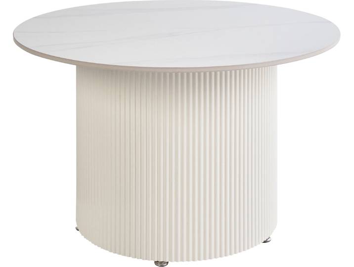 BELIANI Couchtisch Hellbeige Platte aus gesintertem Stein Metallgestell ø 70 cm Natürlicher Look Modernes Design Wohnzimmer