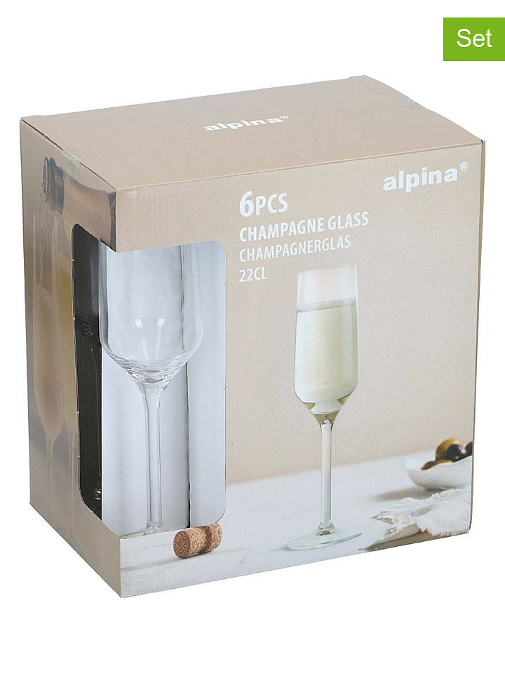 Alpina 6er-Set: Champagnergläser - 220 ml - onesize