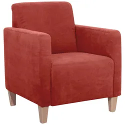 SESSEL Karol Bezug Veloursstoff Buche natur / terracotta
