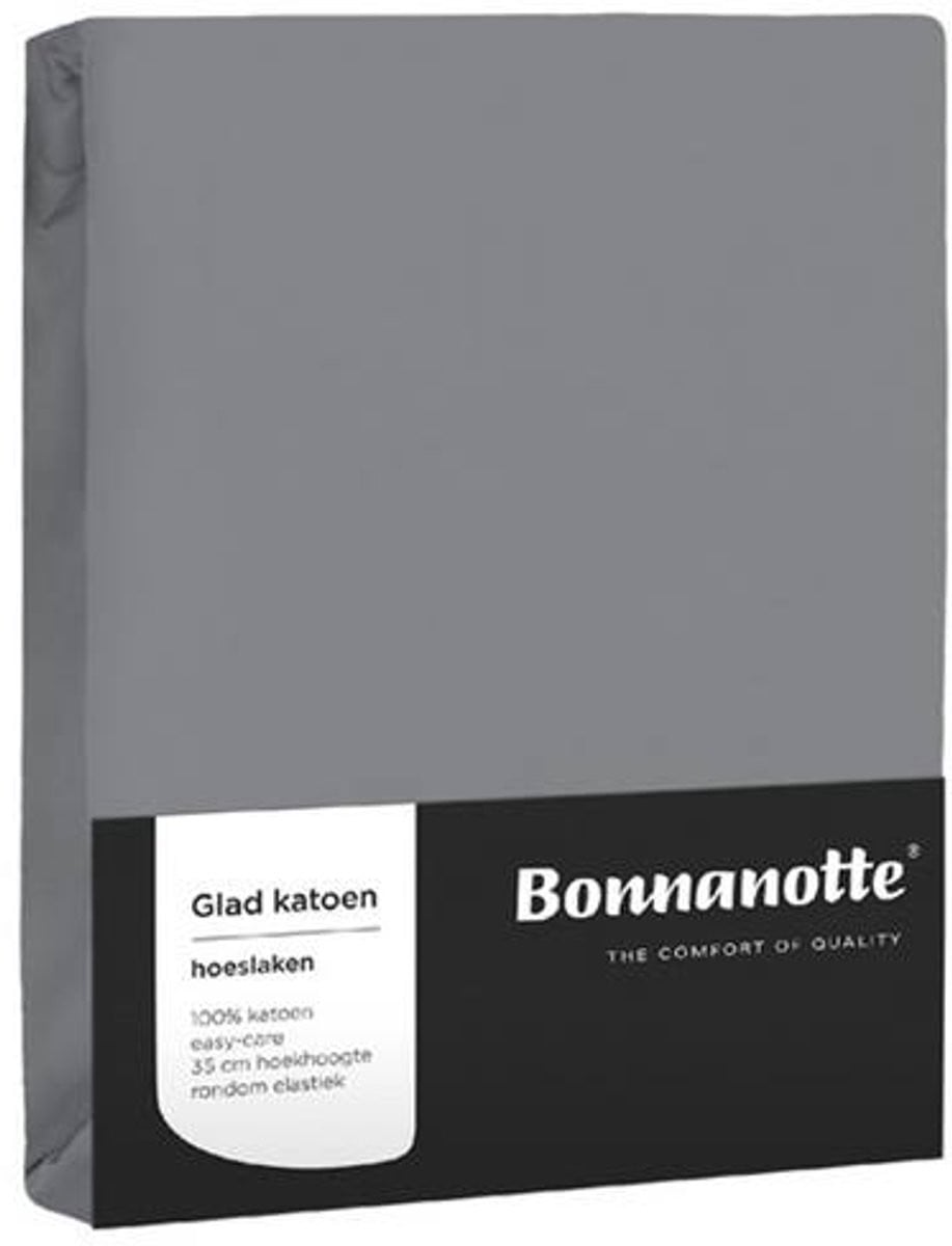 Bonnanotte Katoen hoeslaken Midden grijs 160x200 cm